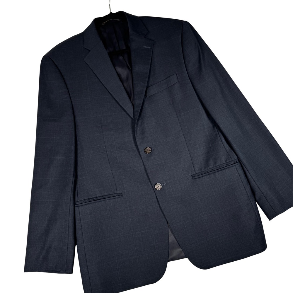 Lauren Ralph Lauren Suit Jacket Mens 40R Navy Blue Plaid Wool Blazer L523981B